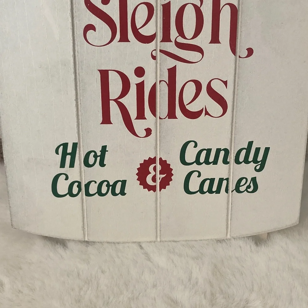 Target BP 2024 Christmas White Sleigh Rides Sign with Red Accents